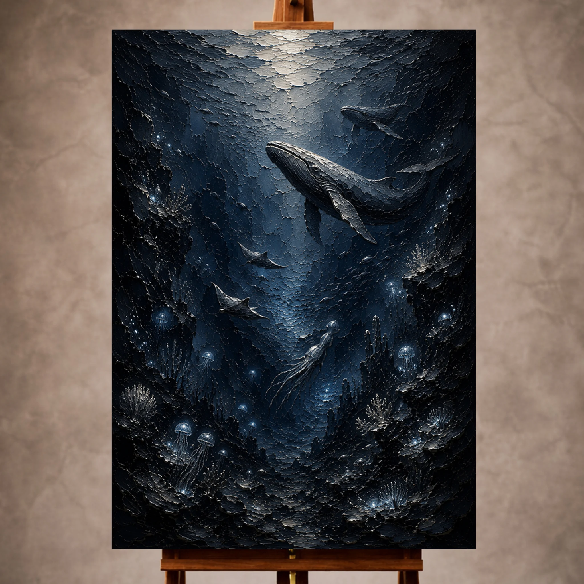 Premium Wall Art Dikey Html Edition – UNWATR067 Image 1 Midnight Deep Sea Wall Art Canvas Print - Image 1