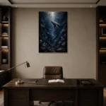 Midnight Deep Sea Wall Art Canvas Print displayed in a contemporary gallery-inspired room
