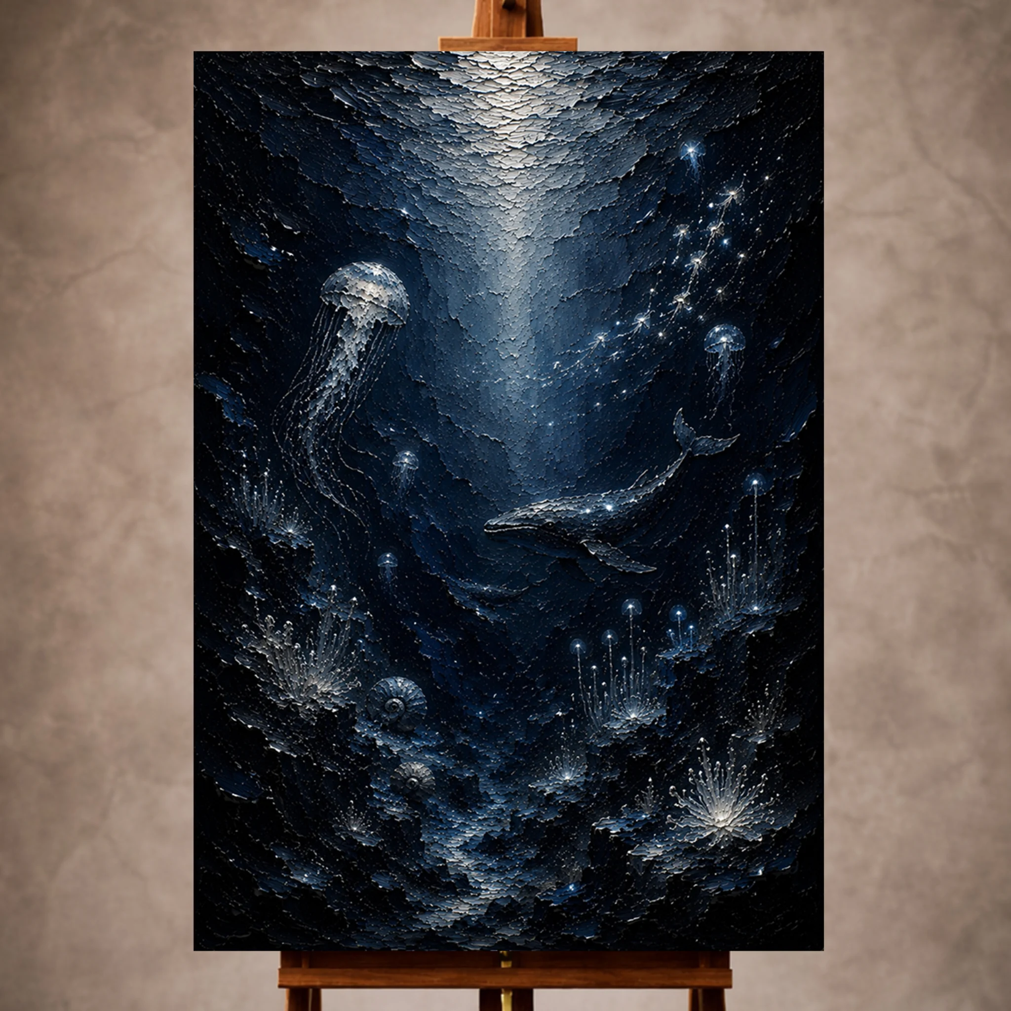 Premium Wall Art Dikey Html Edition – UNWATR069 Image 1 Luminous Deep Ocean Wall Art Canvas Print - Image 1