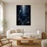 Luminous Deep Ocean Wall Art Canvas Print styled in a refined neutral interior