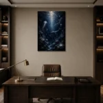 Luminous Deep Ocean Wall Art Canvas Print displayed in a contemporary gallery-inspired room