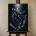 Majestic Shadowed Deep Sea Wall Art Canvas Print displayed on a studio easel