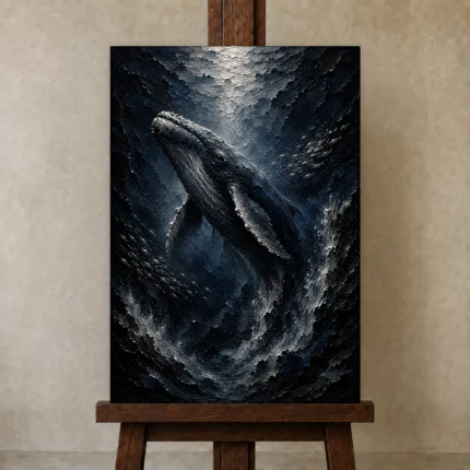 Majestic Shadowed Deep Sea Wall Art Canvas Print shown in Studio Easel