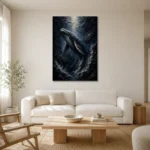 Majestic Shadowed Deep Sea Wall Art Canvas Print styled in a refined neutral interior