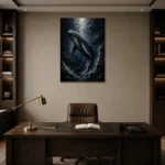 Majestic Shadowed Deep Sea Wall Art Canvas Print displayed in a contemporary gallery-inspired room
