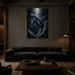 Majestic Shadowed Deep Sea Wall Art Canvas Print shown in a warm modern interior