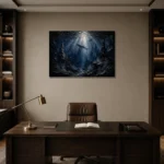 Panoramic Deep Ocean Wall Art Canvas Print displayed in a contemporary gallery-inspired room