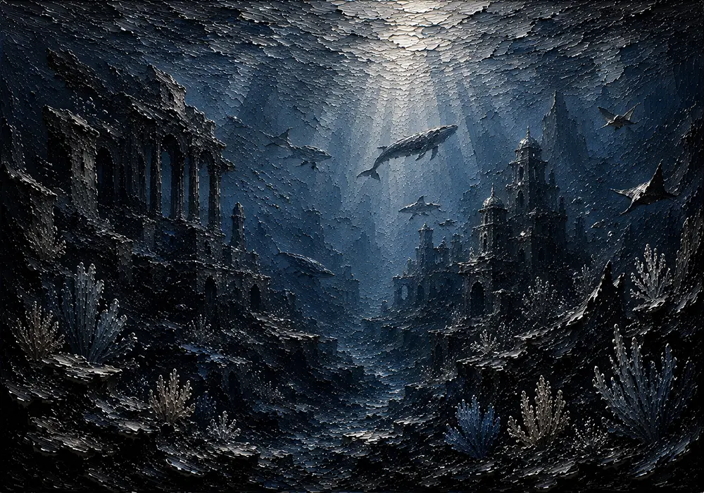 Ancient Deep Ocean Wall Art Canvas Print