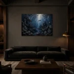 Ancient Deep Ocean Wall Art Canvas Print shown in a warm modern interior
