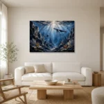 Panoramic Deep Sea Canyon Wall Art Canvas Print styled in a refined neutral interior