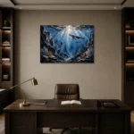 Panoramic Deep Sea Canyon Wall Art Canvas Print displayed in a contemporary gallery-inspired room