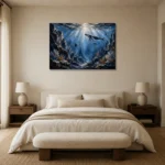 Panoramic Deep Sea Canyon Wall Art Canvas Print showcased in an elegant minimalist interior