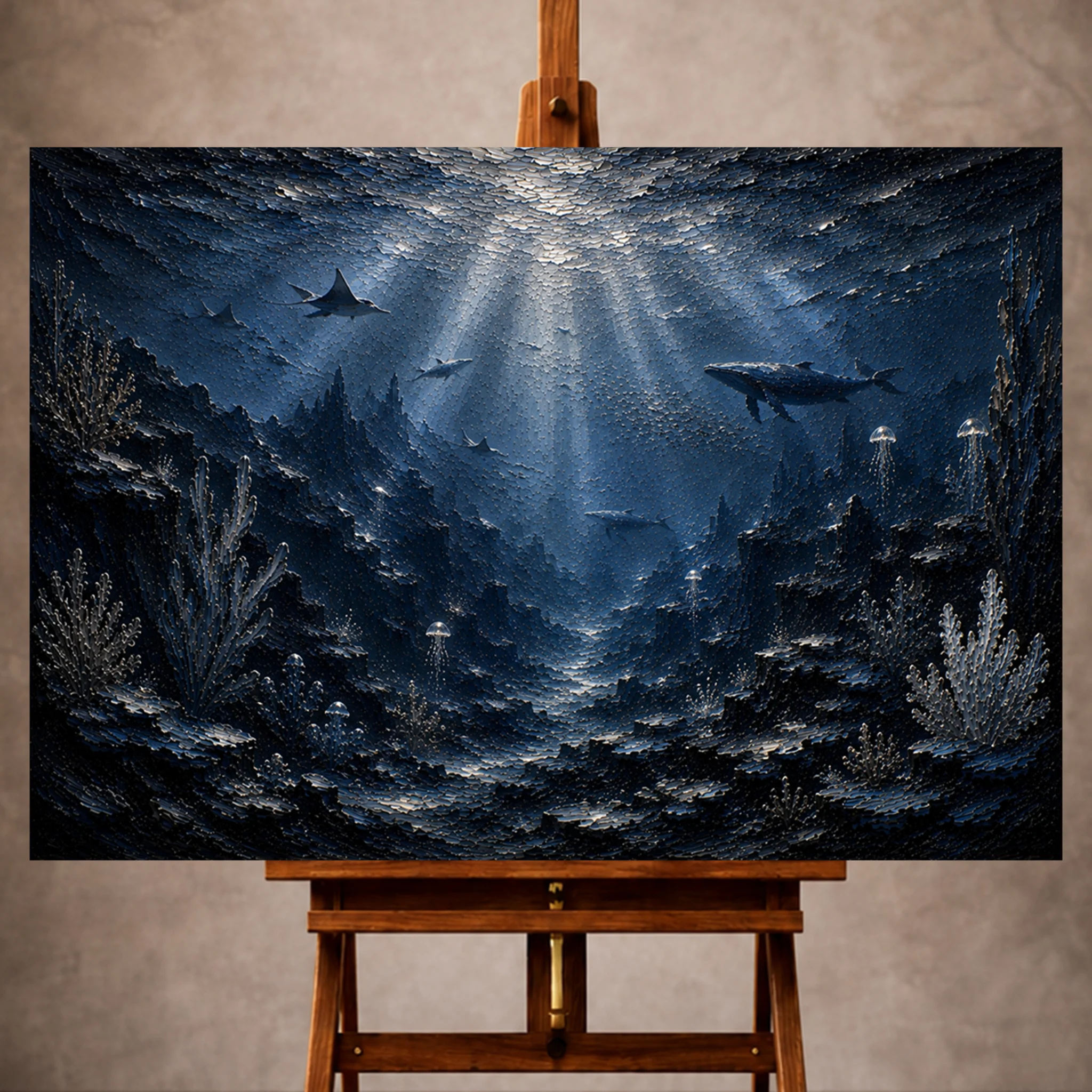 Premium Wall Art Yatay Html Edition – UNWATR075 Image 1 Expansive Deep Seabed Wall Art Canvas Print - Image 1