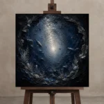 Circular Abyss Deep Sea Wall Art Canvas Print displayed on a studio easel