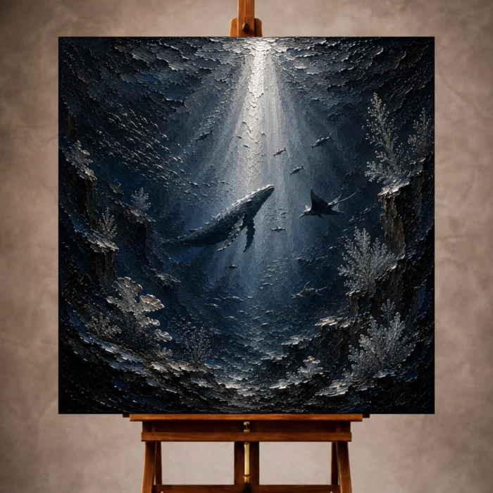Silver Beam Deep Sea Wall Art Canvas Print