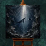 Silver Beam Deep Sea Wall Art Canvas Print - Image 2