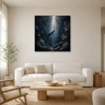 Silver Beam Deep Sea Wall Art Canvas Print styled in a refined neutral interior