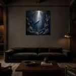 Silver Beam Deep Sea Wall Art Canvas Print shown in a warm modern interior