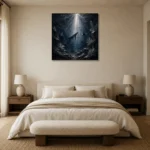 Silver Beam Deep Sea Wall Art Canvas Print showcased in an elegant minimalist interior