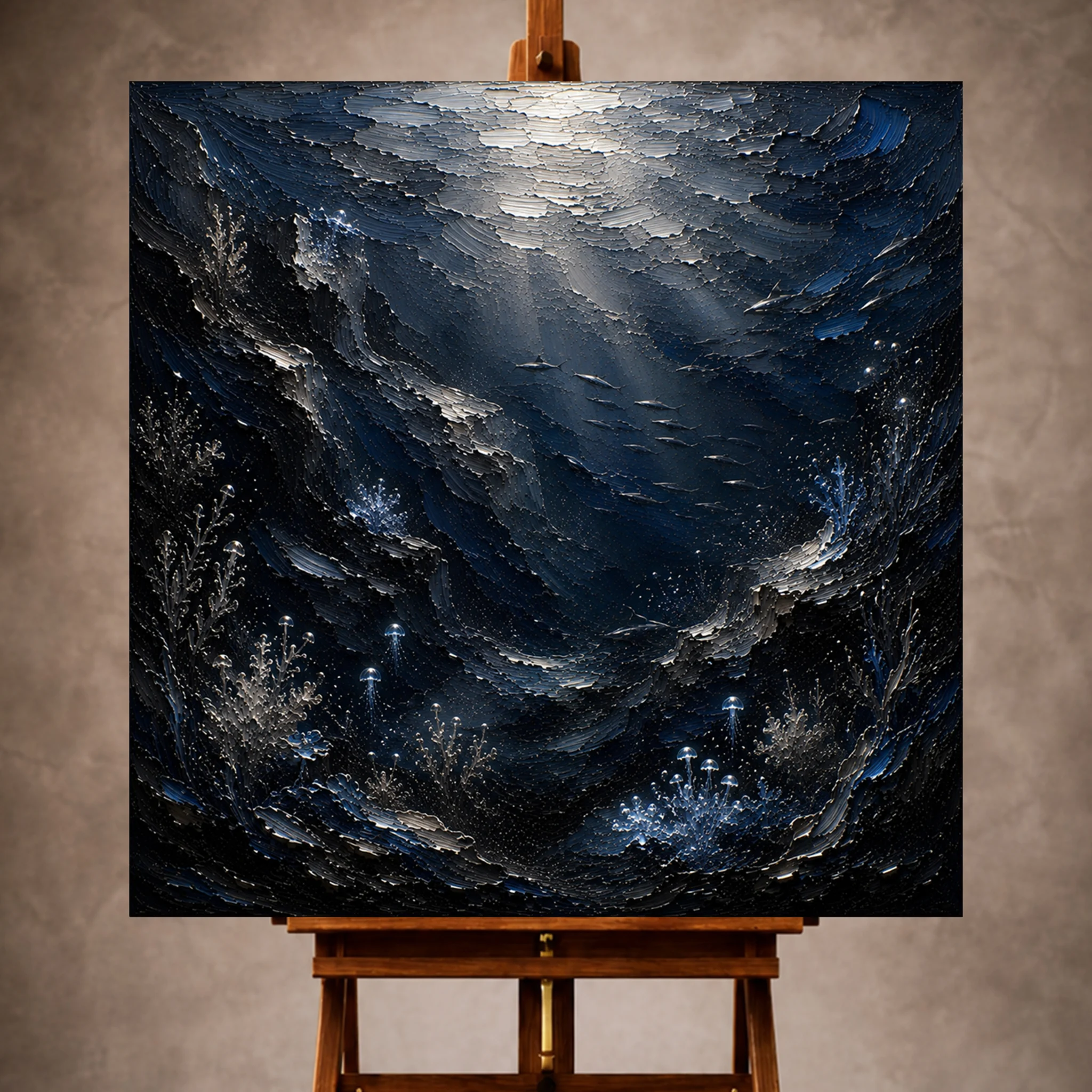 Premium Wall Art Kare Html Edition – UNWATR079 Image 1 Abstract Deep Sea Shadows Wall Art Canvas Print - Image 1