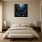 Abstract Deep Sea Shadows Wall Art Canvas Print showcased in an elegant minimalist interior