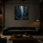 Dramatic Underwater Trench Wall Art Canvas Print shown in a warm modern interior