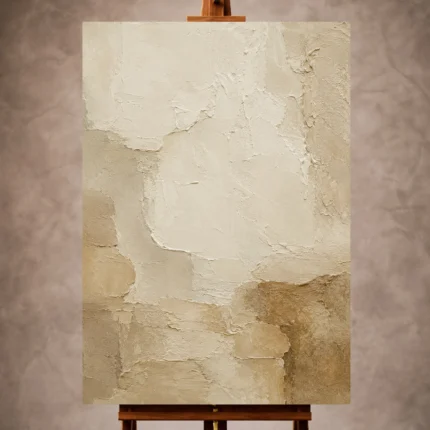 Ivory Wabi Sabi Wall Art print featuring textured plaster patterns and organic stone-inspired details for elegant interiors