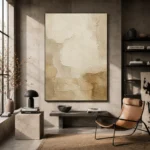 Ivory Textured Plaster Wabi Sabi Wall Art Canvas Print - Image 3