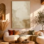 Ivory Textured Plaster Wabi Sabi Wall Art Canvas Print - Image 8