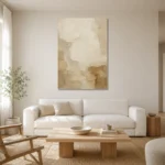 Ivory Textured Plaster Wabi Sabi Wall Art Canvas Print styled in a refined neutral interior
