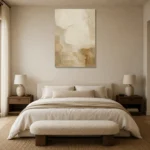 Ivory Textured Plaster Wabi Sabi Wall Art Canvas Print showcased in an elegant minimalist interior