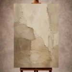 Beige Wabi Sabi Wall Art print featuring sculptural plaster relief and organic textured details for elegant interiors