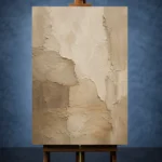 Beige Sculptural Plaster Wabi Sabi Wall Art Canvas Print - Image 2