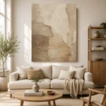 Beige Sculptural Plaster Wabi Sabi Wall Art Canvas Print - Image 7