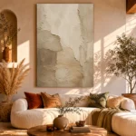 Beige Sculptural Plaster Wabi Sabi Wall Art Canvas Print - Image 8