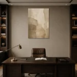 Beige Sculptural Plaster Wabi Sabi Wall Art Canvas Print displayed in a contemporary gallery-inspired room