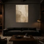 Beige Sculptural Plaster Wabi Sabi Wall Art Canvas Print shown in a warm modern interior