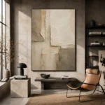 Charcoal Limestone Textured Plaster Wabi Sabi Wall Art Canvas Print - Image 3