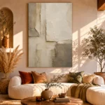 Charcoal Limestone Textured Plaster Wabi Sabi Wall Art Canvas Print - Image 8