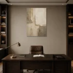 Charcoal Limestone Textured Plaster Wabi Sabi Wall Art Canvas Print displayed in a contemporary gallery-inspired room
