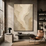 Organic Sandstone Textured Plaster Wabi Sabi Wall Art Canvas Print - Image 3