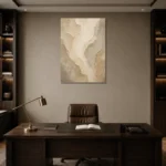 Organic Sandstone Textured Plaster Wabi Sabi Wall Art Canvas Print displayed in a contemporary gallery-inspired room