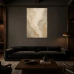 Organic Sandstone Textured Plaster Wabi Sabi Wall Art Canvas Print shown in a warm modern interior