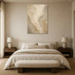 Organic Sandstone Textured Plaster Wabi Sabi Wall Art Canvas Print showcased in an elegant minimalist interior