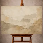 Ivory Wabi Sabi Wall Art print featuring aged plaster landscape textures and organic mineral details for elegant interiors