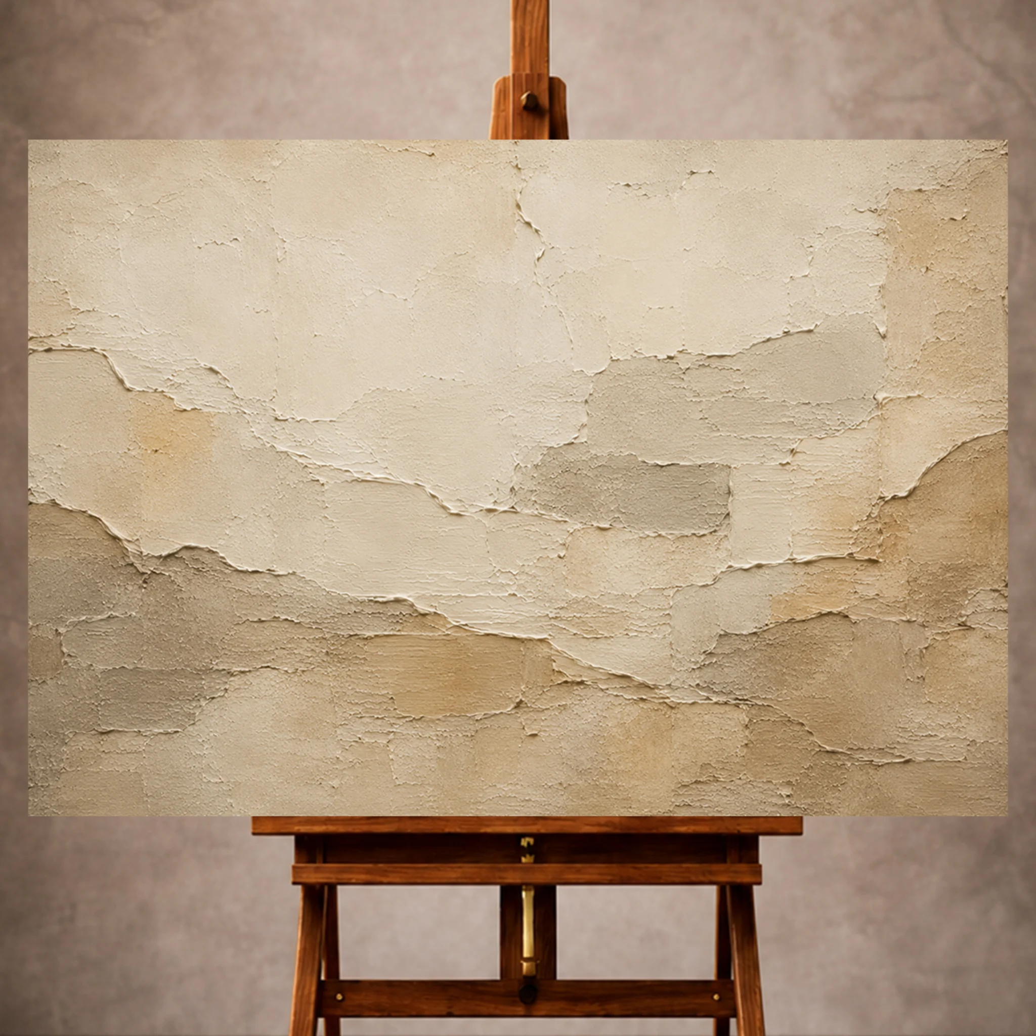 Premium Wall Art Yatay Html Edition – WABISABI011 Image 1 Ivory Wabi Sabi Wall Art print featuring aged plaster landscape textures and organic mineral details for elegant interiors