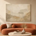 Ivory Aged Plaster Landscape Wabi Sabi Wall Art Canvas Print - Image 3