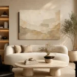 Ivory Aged Plaster Landscape Wabi Sabi Wall Art Canvas Print - Image 6