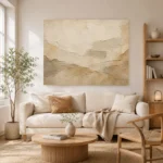 Ivory Aged Plaster Landscape Wabi Sabi Wall Art Canvas Print - Image 7