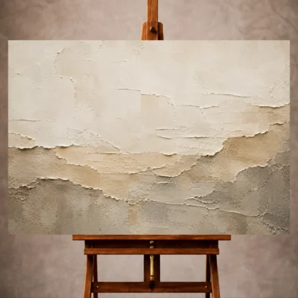 Limestone Wabi Sabi Wall Art print featuring abstract plaster relief and organic erosion textures for elegant interiors